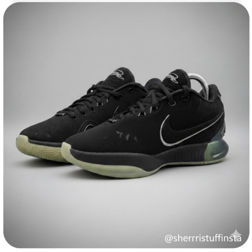 Nike LeBron 21 Tahitian Basketball Shoes Black & Oil Green Size 8.5 US Pre-Owned - Picture 2 of 12